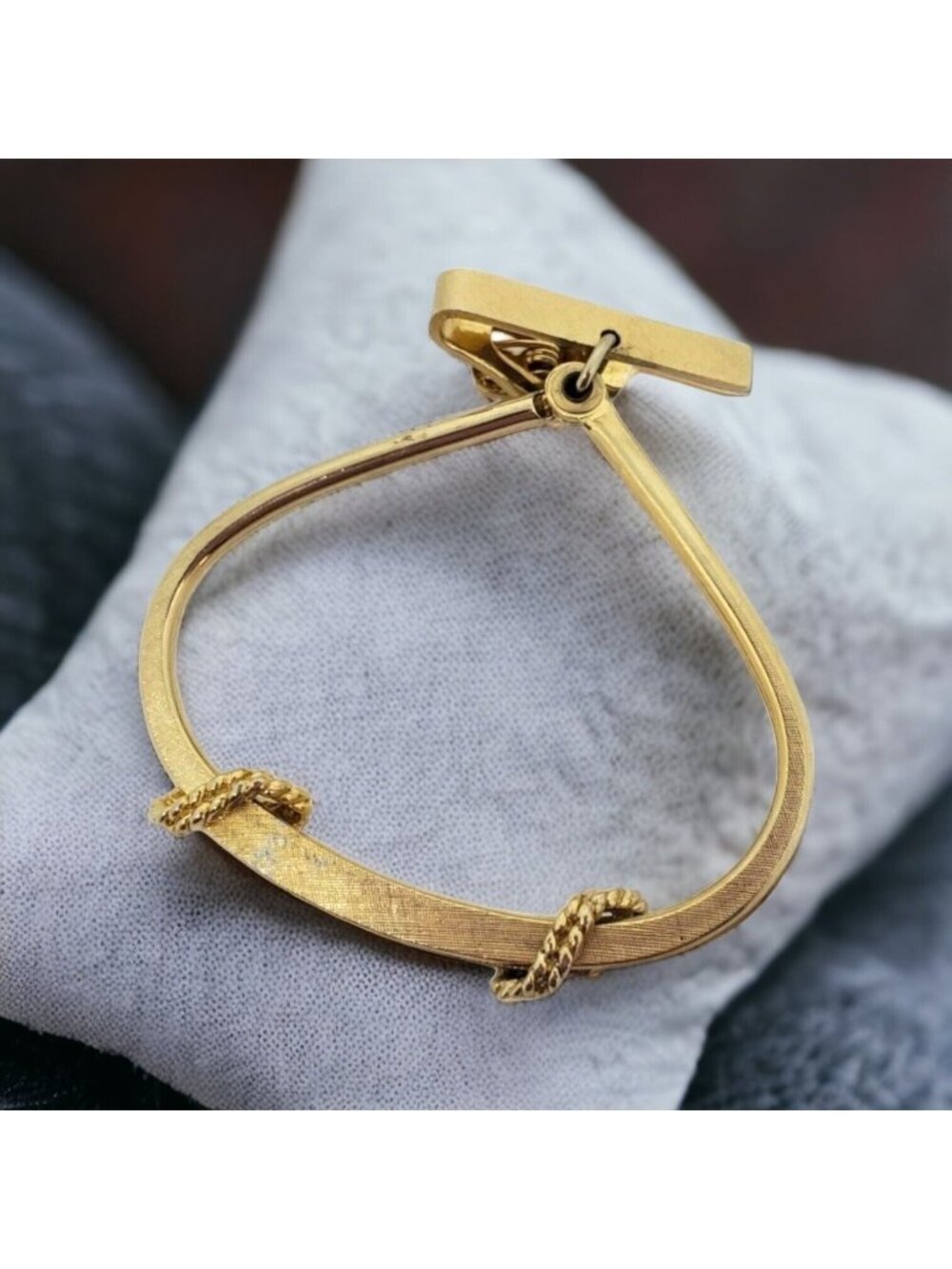 Vintage Swank Gold-Tone Tie Bar With Braided Rope Accents Classic Mens Accessory